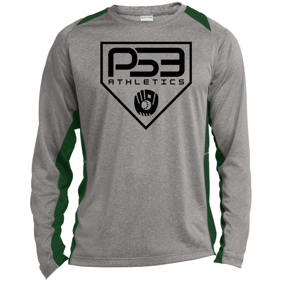 Black Plate Logo Long Sleeve Heather Colorblock Performance Tee