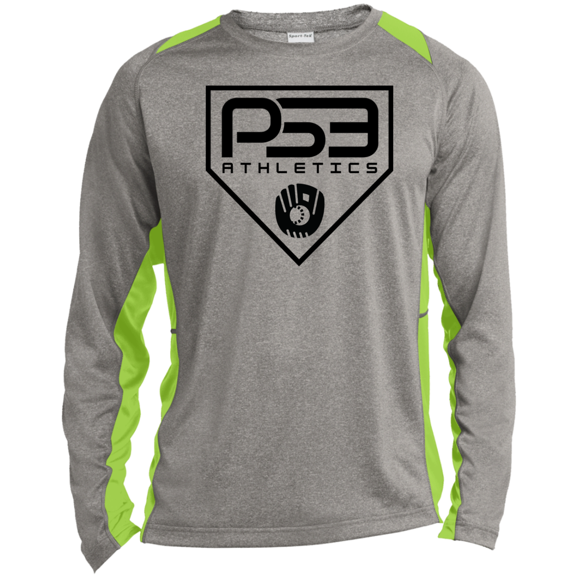 Black Plate Logo Long Sleeve Heather Colorblock Performance Tee