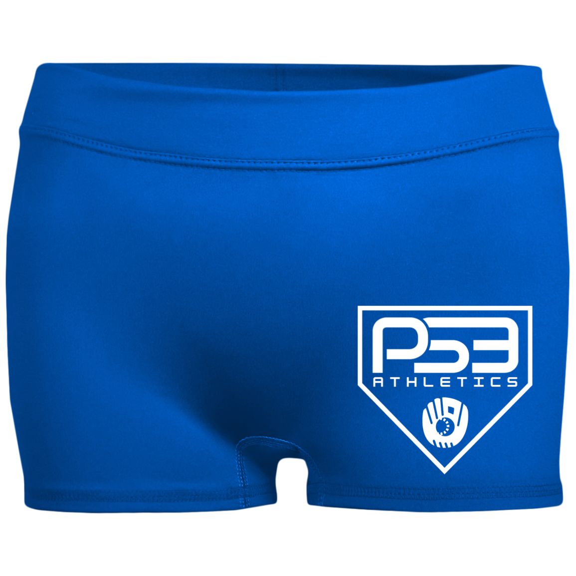 White Plate Logo Ladies' Fitted Moisture-Wicking 2.5 inch Inseam Shorts