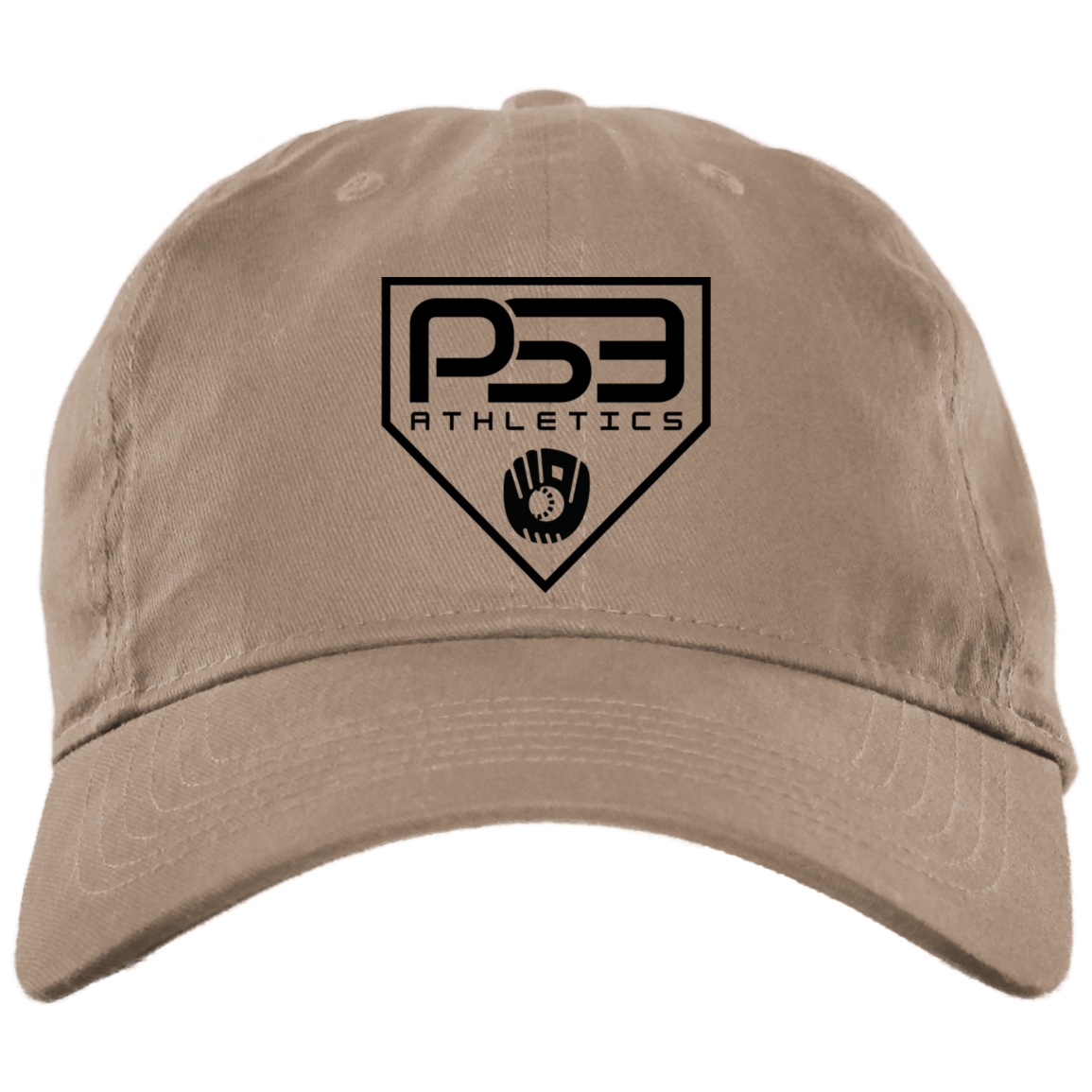 Black Plate Logo Embroidered Brushed Twill Unstructured Dad Cap