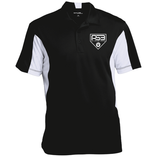 White Plate Logo Men's Colorblock Performance Polo