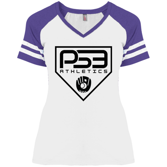 Black Plate Logo Ladies' Game V-Neck T-Shirt