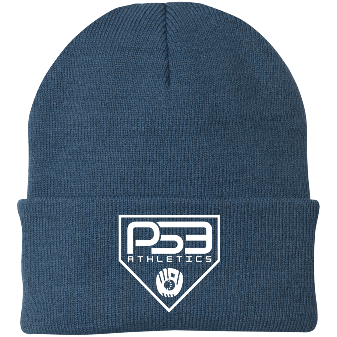 White Plate Logo Embroidered Knit Cap