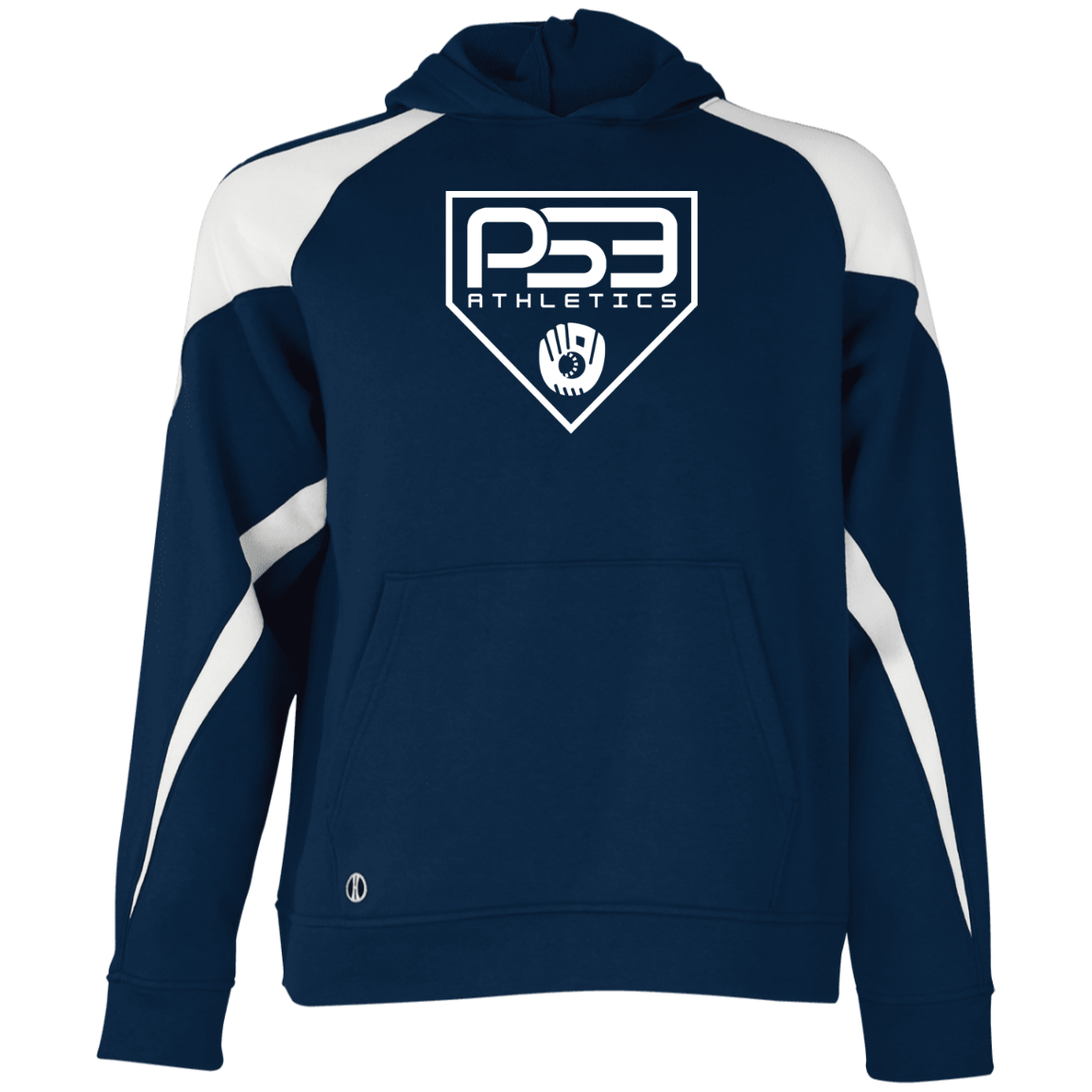 White Plate Logo Youth Athletic Colorblock Fleece Hoodie