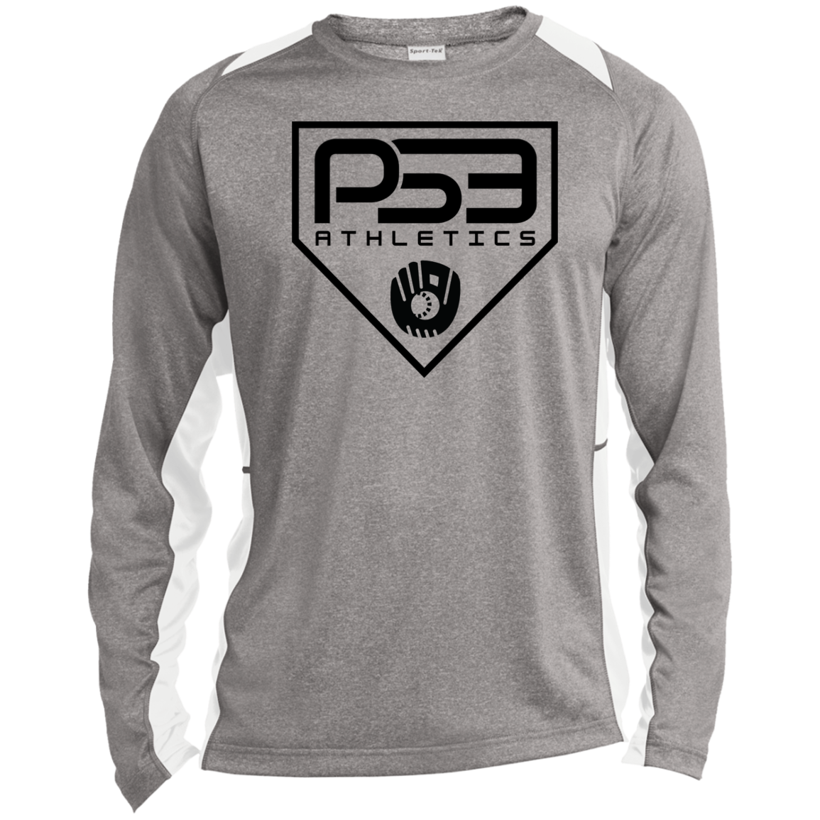 Black Plate Logo Long Sleeve Heather Colorblock Performance Tee