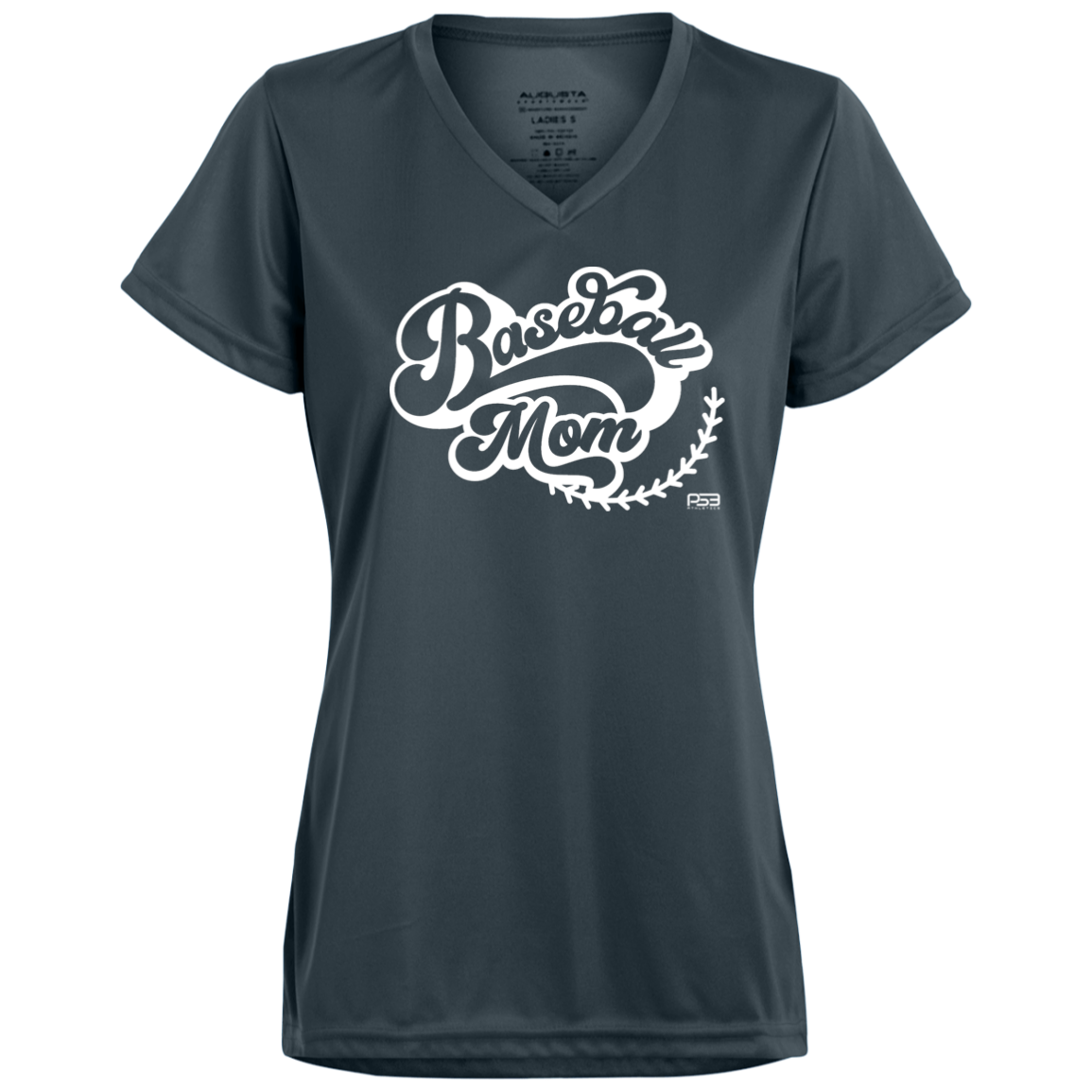 Baseball Mom White Ladies’ Moisture-Wicking V-Neck Tee