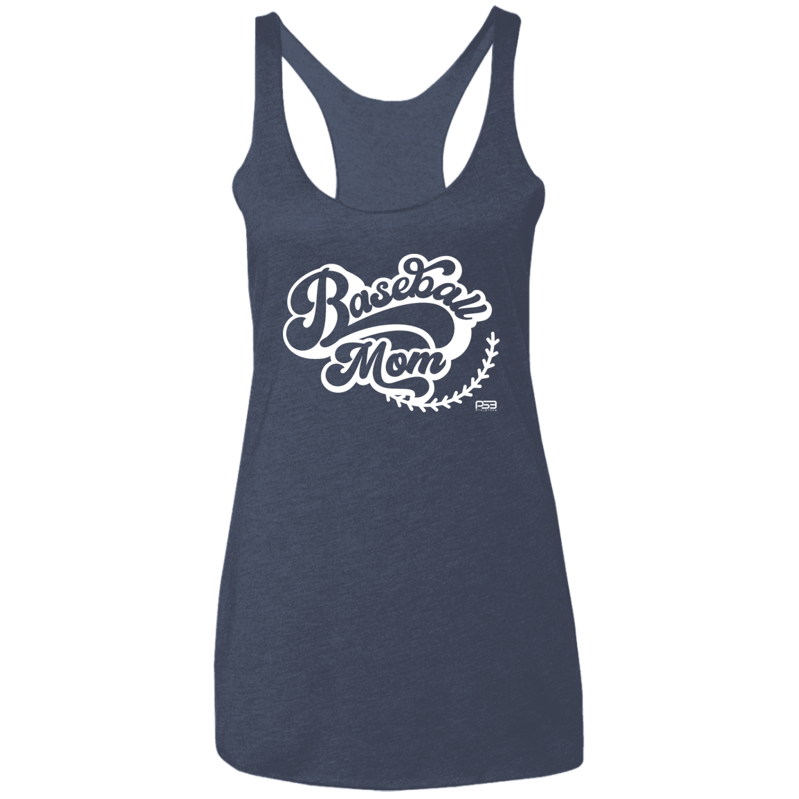 Baseball Mom White Ladies' Triblend Racerback Tank