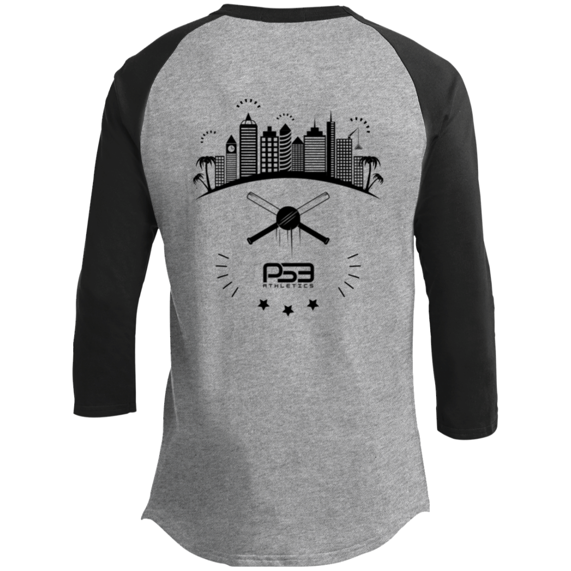 Baseball City Bright & Black Youth 3/4 Raglan Sleeve Shirt