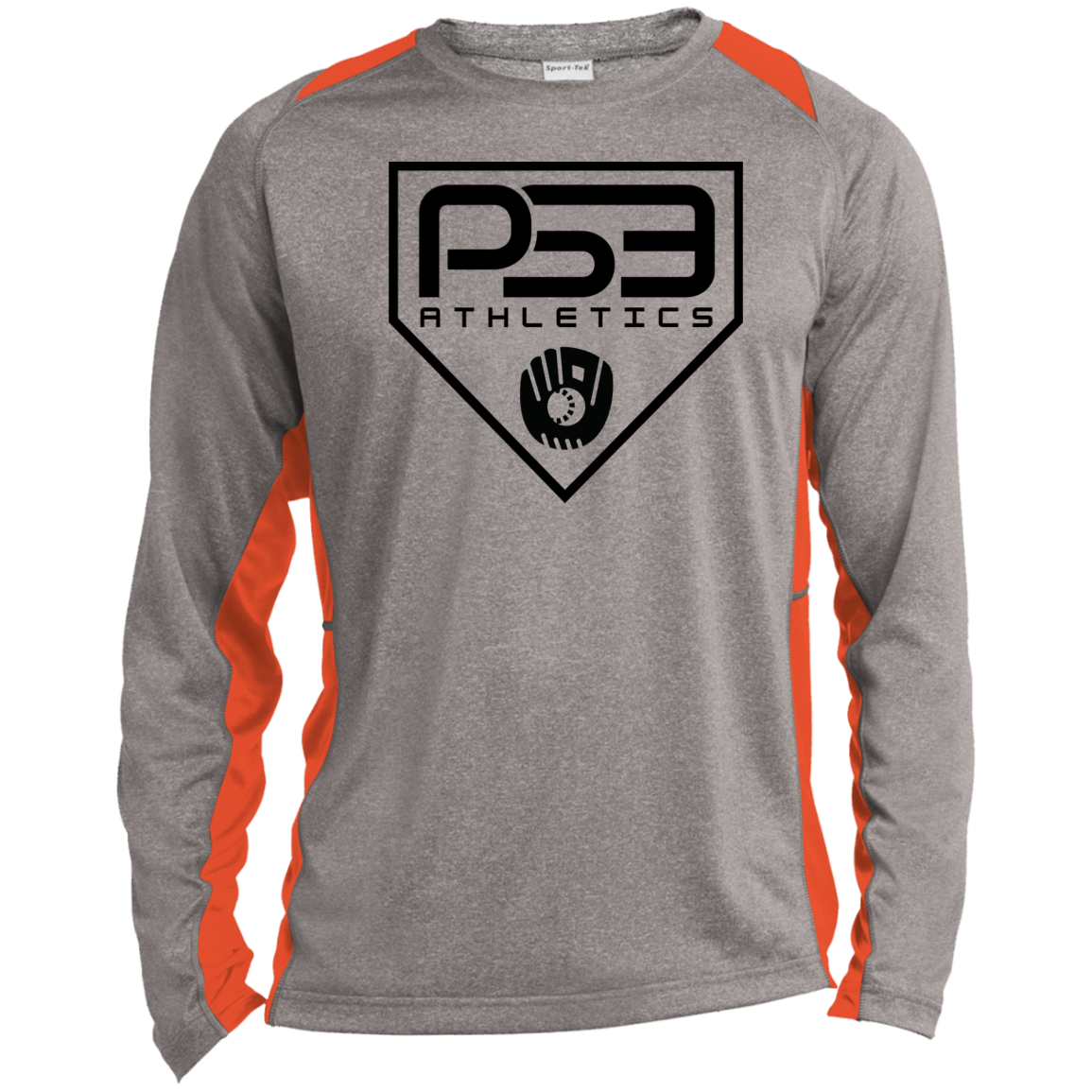 Black Plate Logo Long Sleeve Heather Colorblock Performance Tee