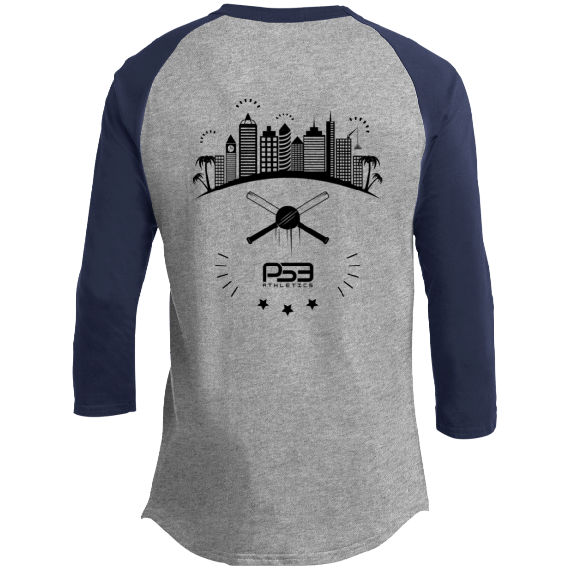Baseball City Bright & Black Youth 3/4 Raglan Sleeve Shirt
