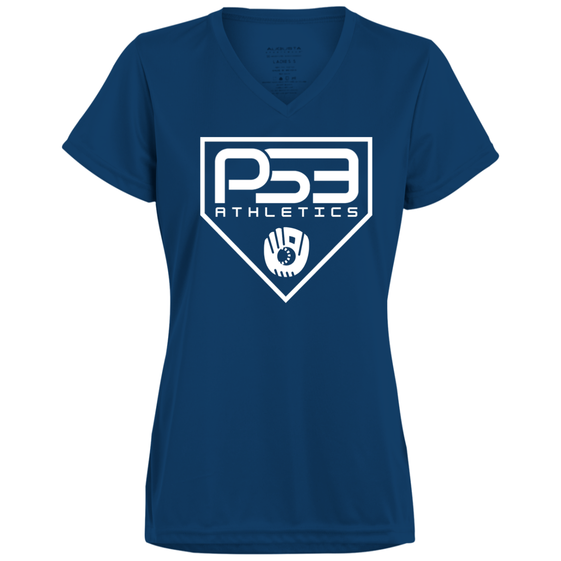 White Plate Logo Ladies’ Moisture-Wicking V-Neck Tee