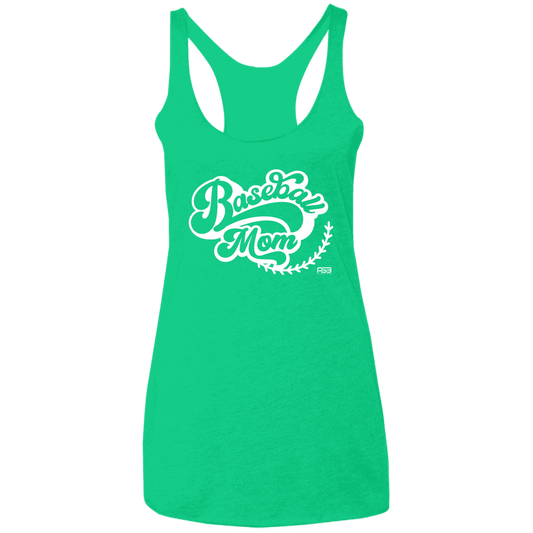 Baseball Mom White Ladies' Triblend Racerback Tank