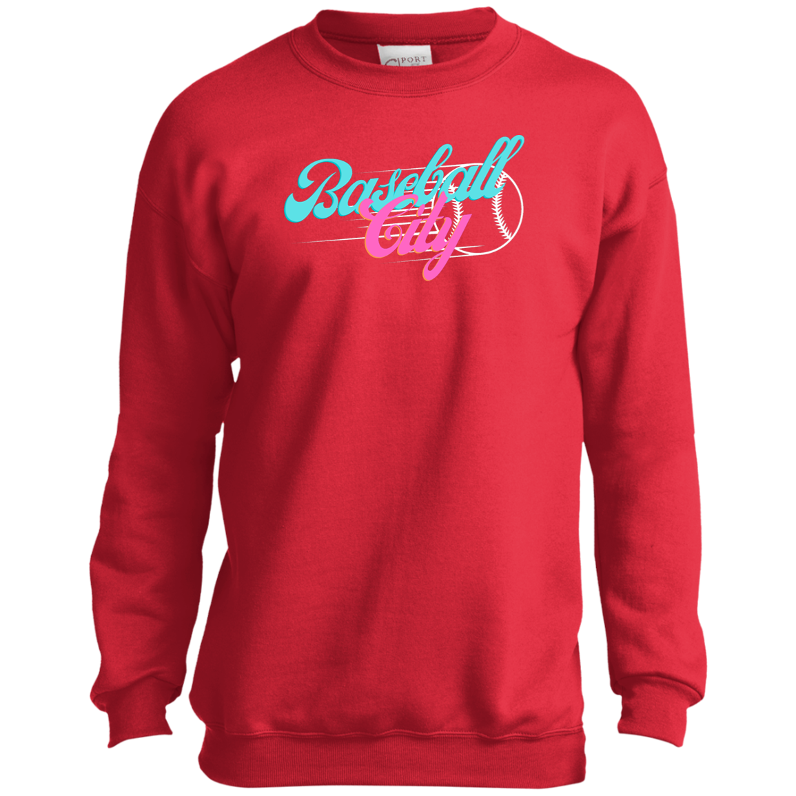 Baseball City Bright & White Youth Crewneck Sweatshirt