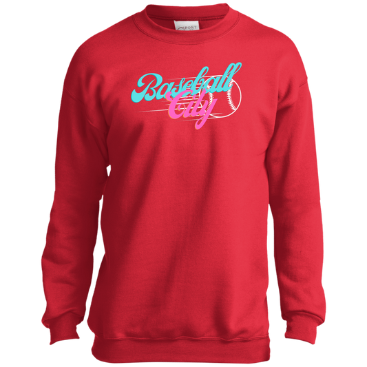 Baseball City Bright & White Youth Crewneck Sweatshirt