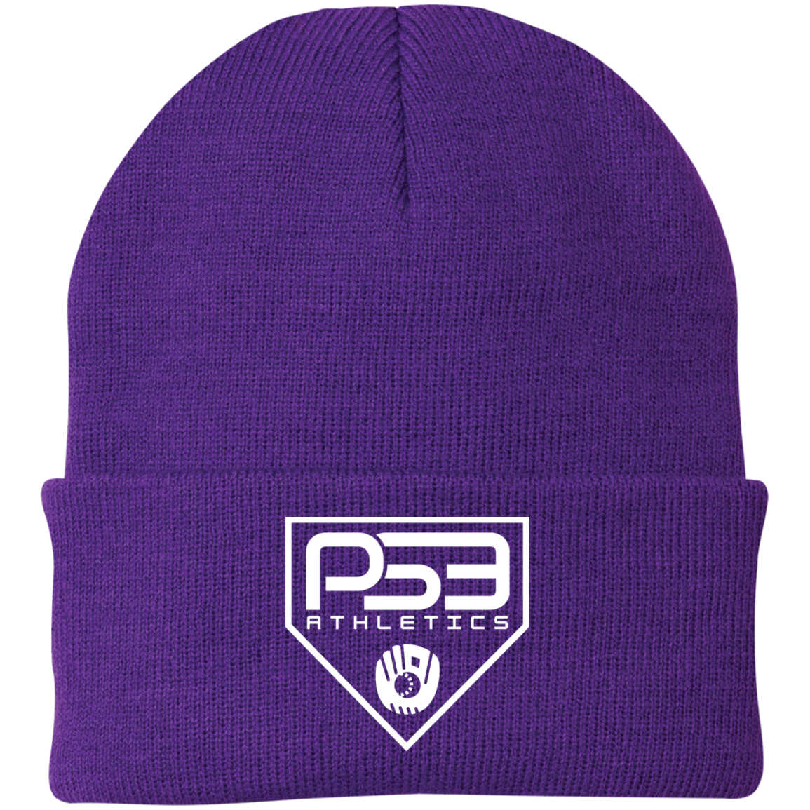 White Plate Logo Embroidered Knit Cap