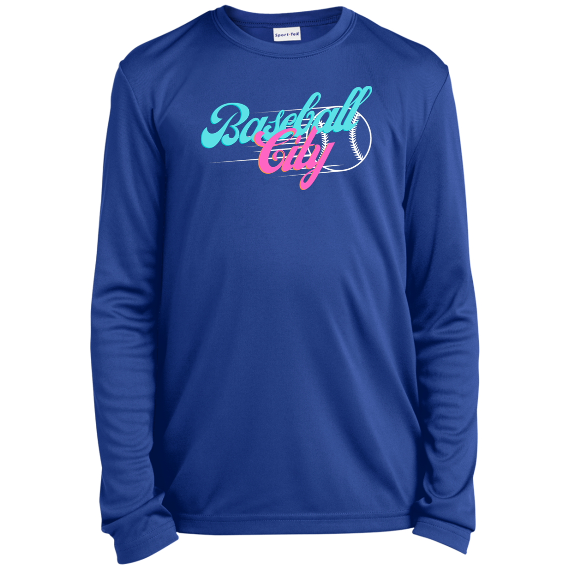 Baseball City Bright & White Youth Long Sleeve Performance Tee