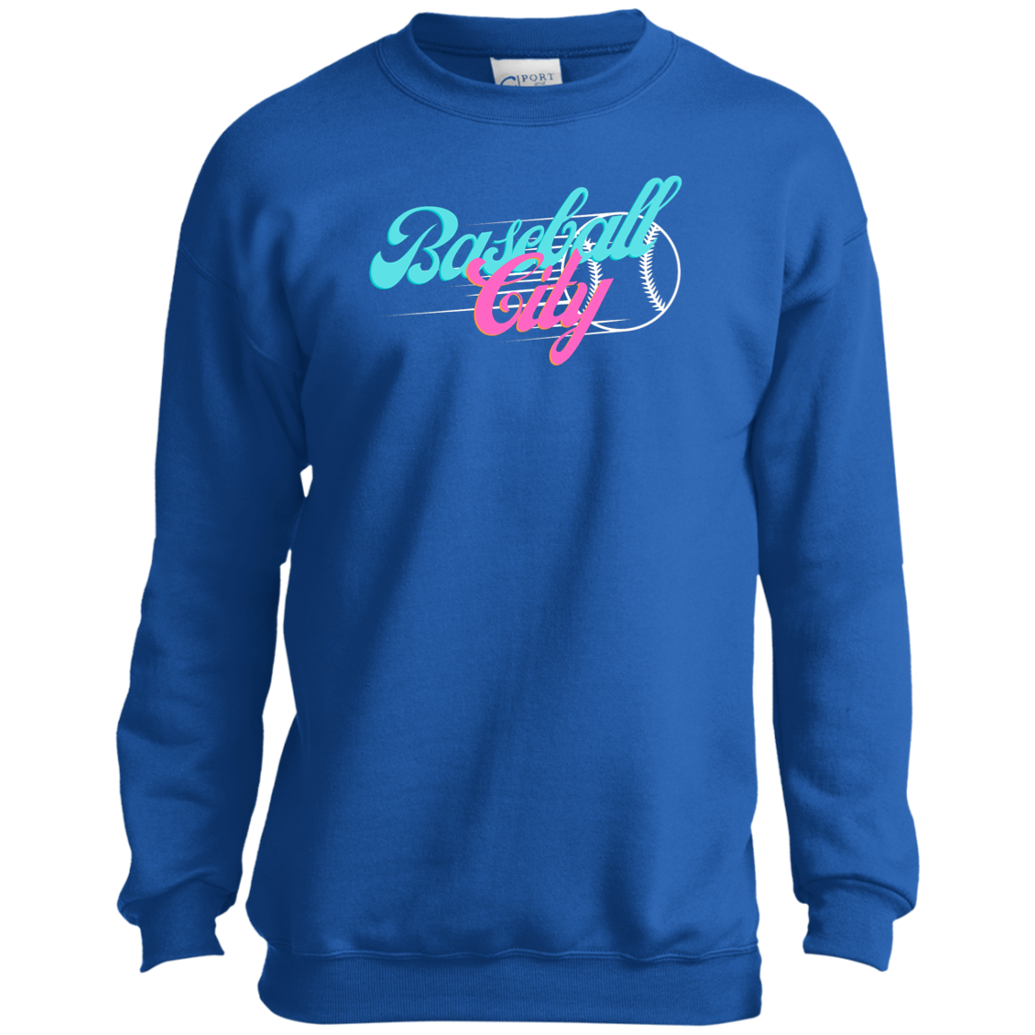 Baseball City Bright & White Youth Crewneck Sweatshirt