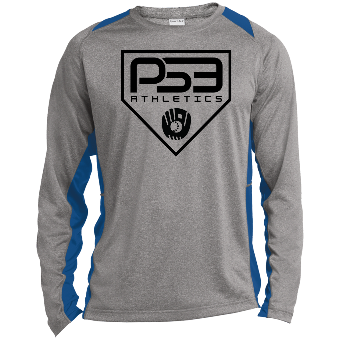 Black Plate Logo Long Sleeve Heather Colorblock Performance Tee