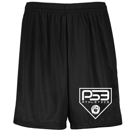 White Plate Logo Youth Moisture-Wicking Mesh Shorts