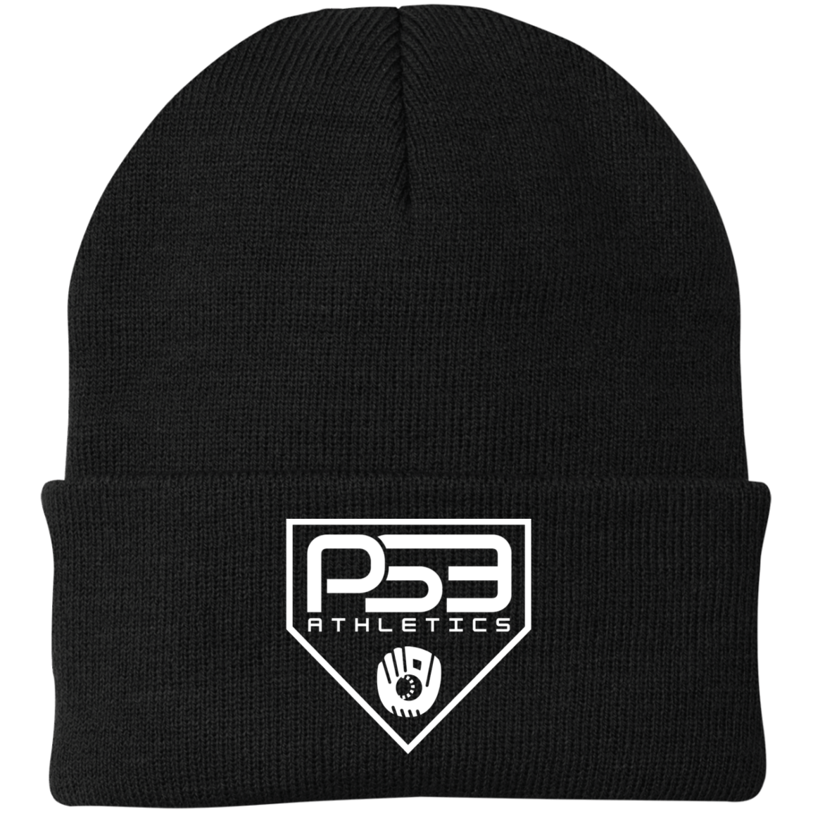 White Plate Logo Embroidered Knit Cap
