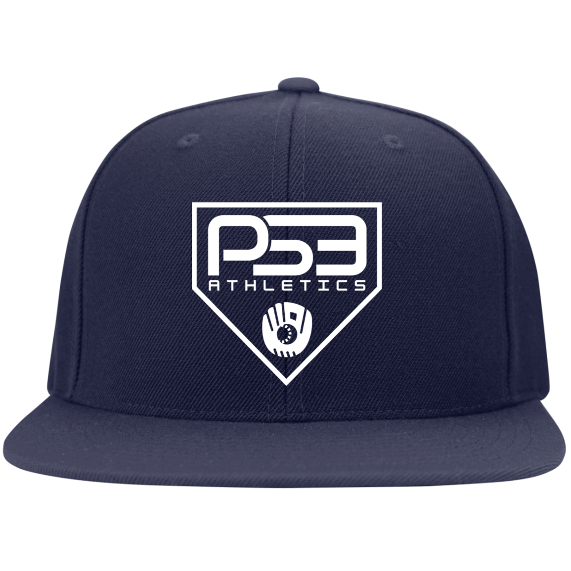 White Plate Logo Embroidered Flat Bill High-Profile Snapback Hat