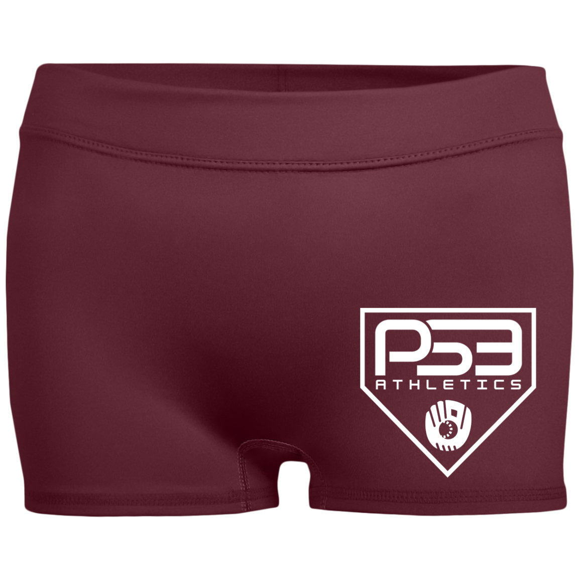 White Plate Logo Ladies' Fitted Moisture-Wicking 2.5 inch Inseam Shorts