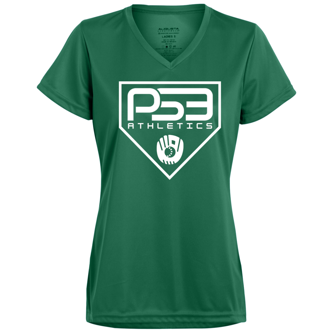 White Plate Logo Ladies’ Moisture-Wicking V-Neck Tee