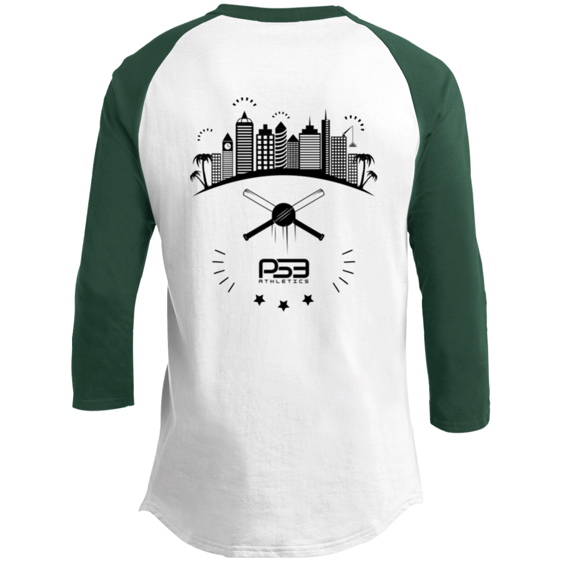 Baseball City Bright & Black Youth 3/4 Raglan Sleeve Shirt