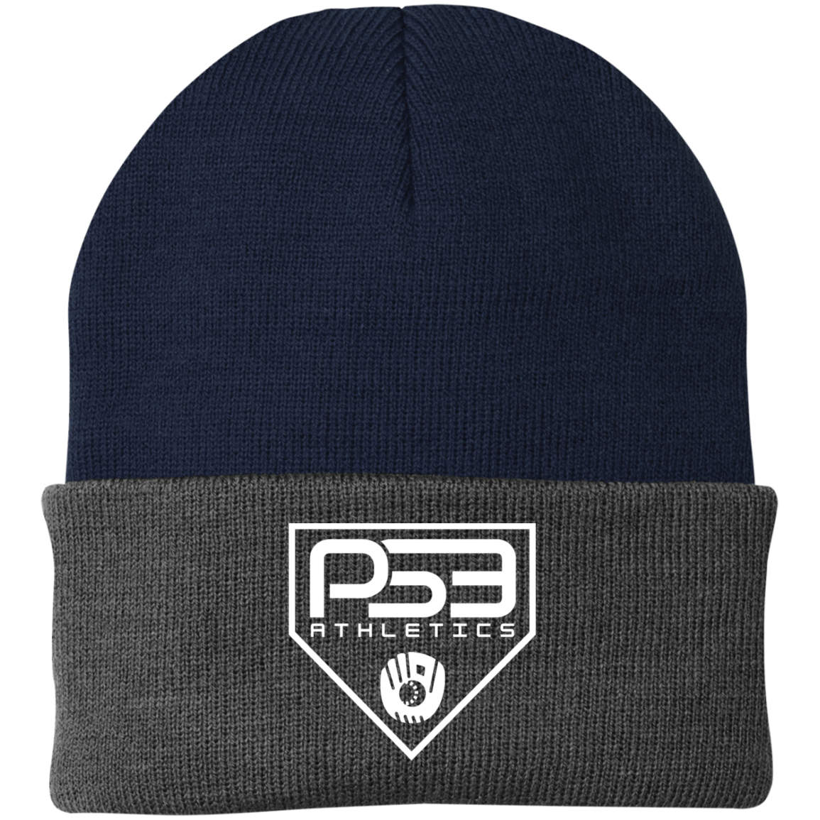 White Plate Logo Embroidered Knit Cap