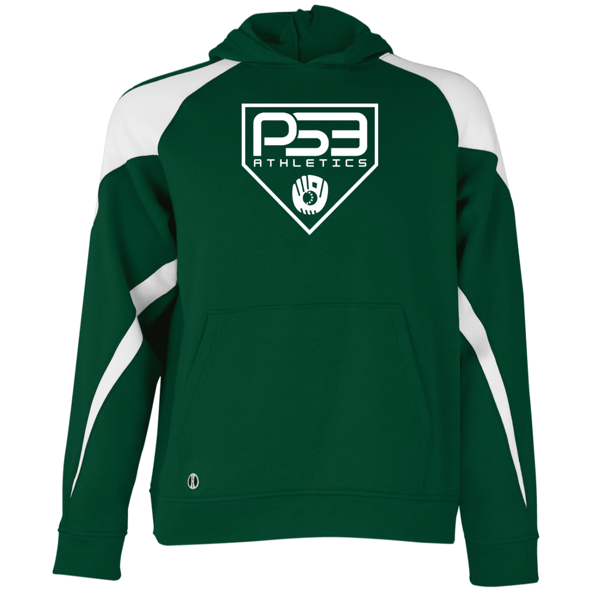 White Plate Logo Youth Athletic Colorblock Fleece Hoodie