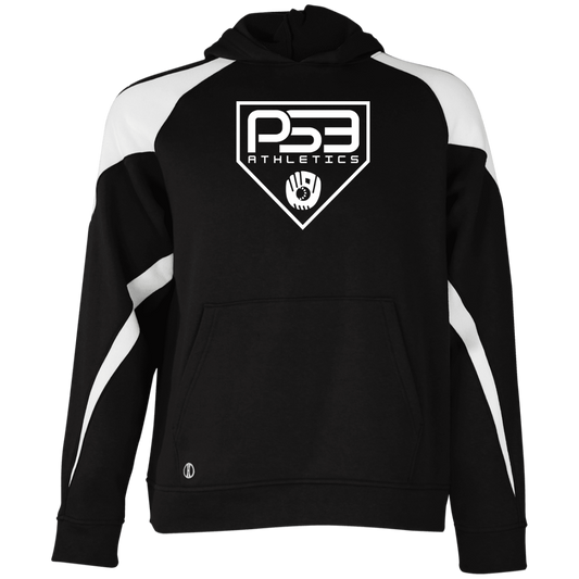 White Plate Logo Youth Athletic Colorblock Fleece Hoodie