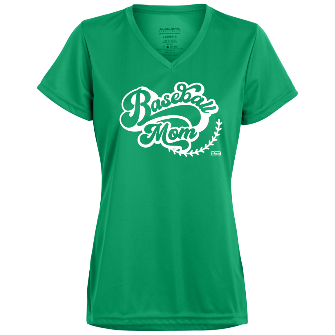 Baseball Mom White Ladies’ Moisture-Wicking V-Neck Tee