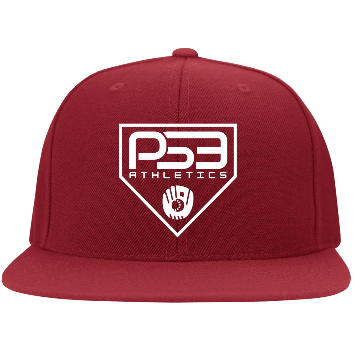 White Plate Logo Embroidered Flat Bill Twill Flexfit Cap