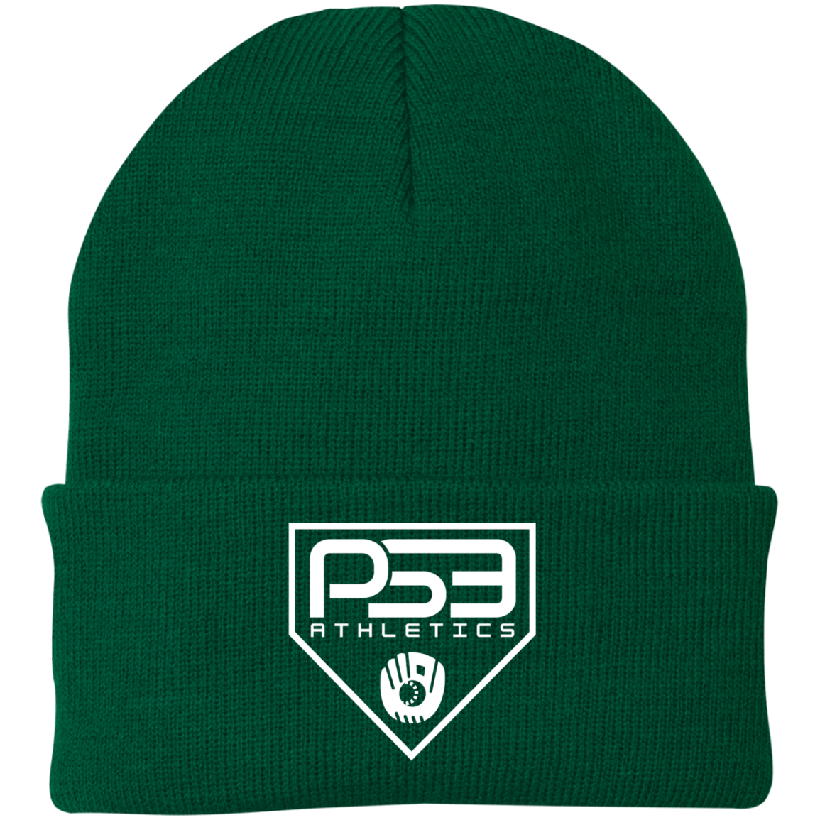 White Plate Logo Embroidered Knit Cap