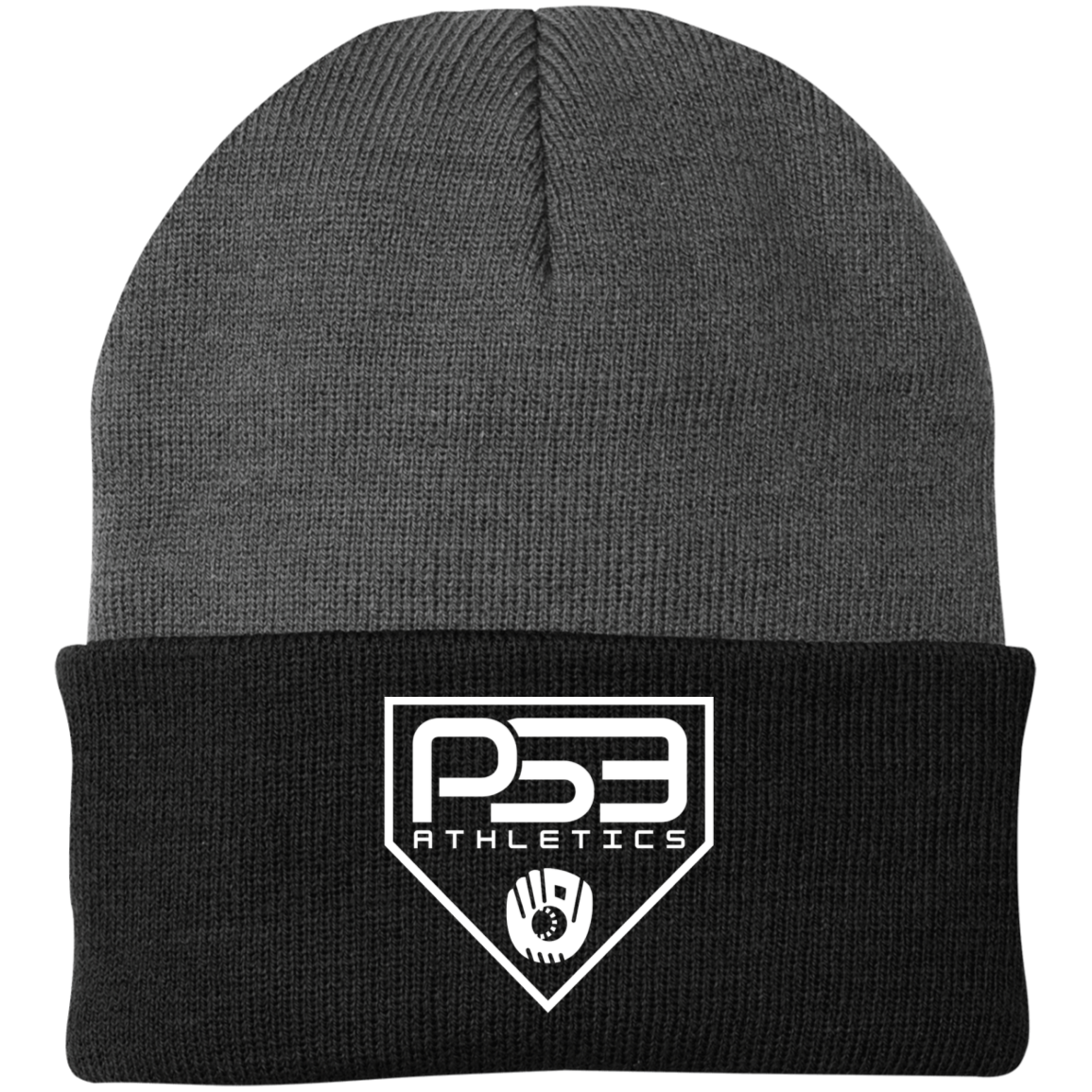 White Plate Logo Embroidered Knit Cap