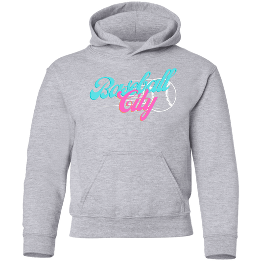 Baseball City Bright & White Youth Pullover Hoodie