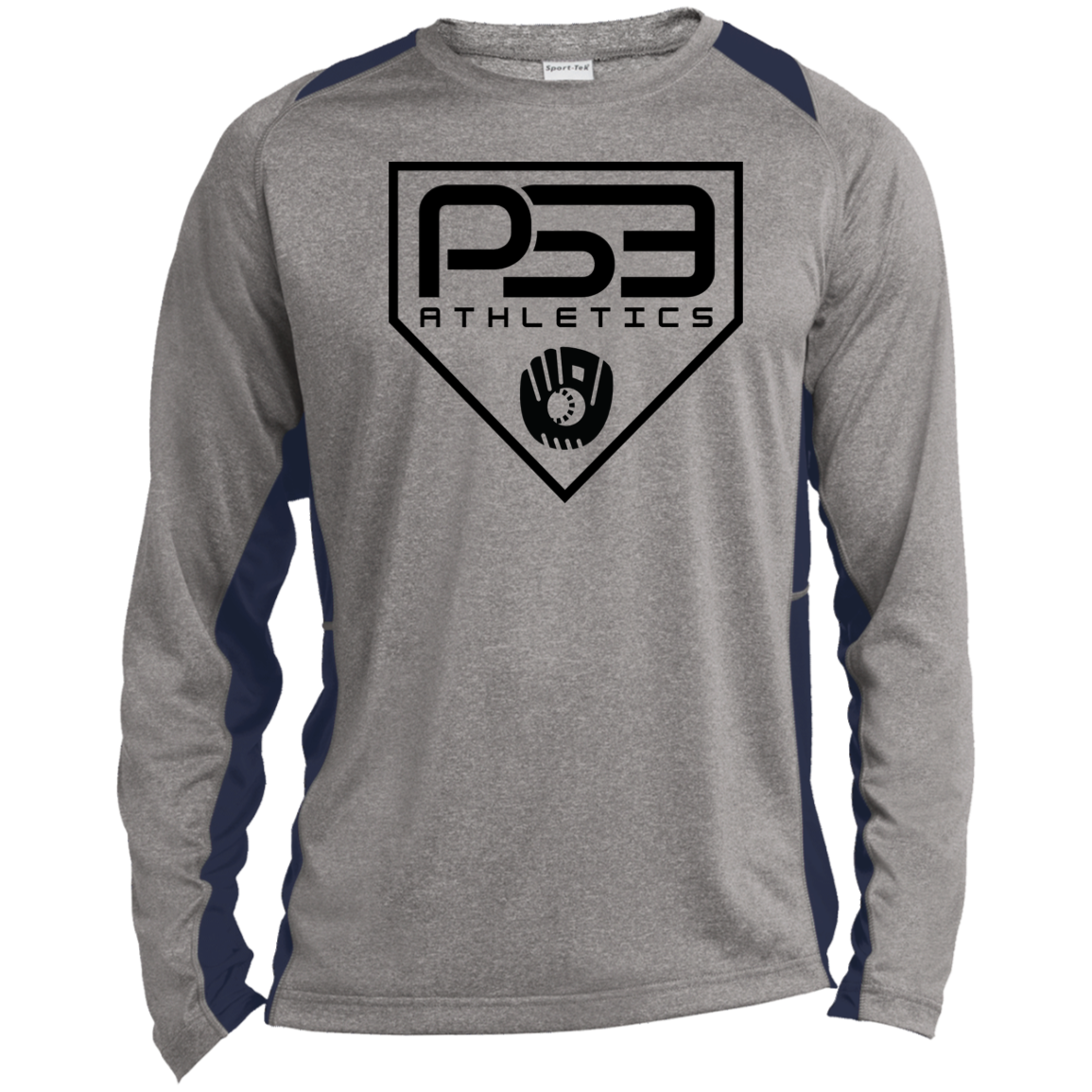 Black Plate Logo Long Sleeve Heather Colorblock Performance Tee