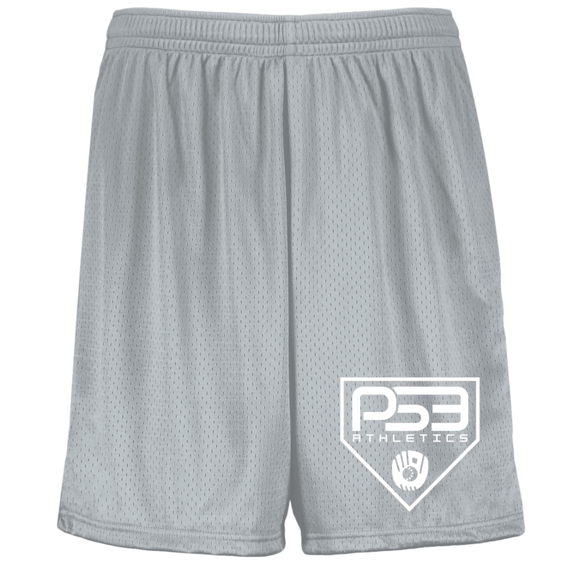 White Plate Logo Youth Moisture-Wicking Mesh Shorts