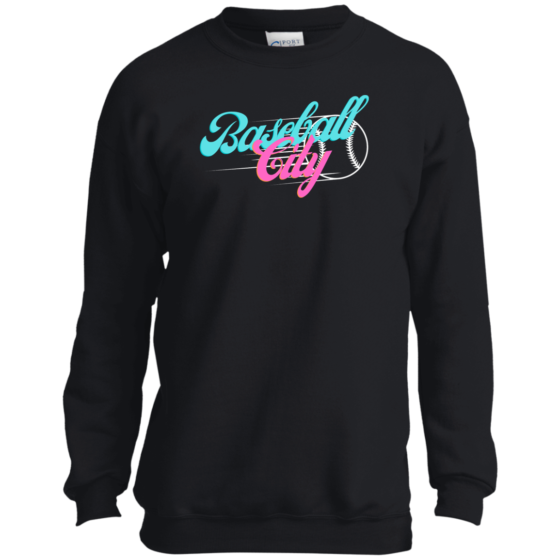 Baseball City Bright & White Youth Crewneck Sweatshirt