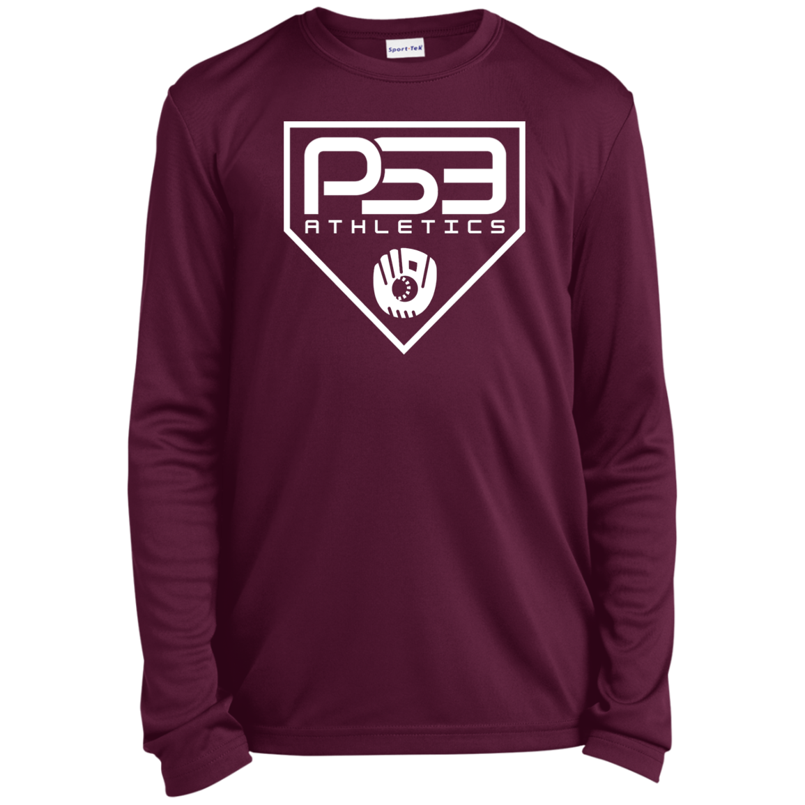White Plate Logo Youth Long Sleeve Performance Tee