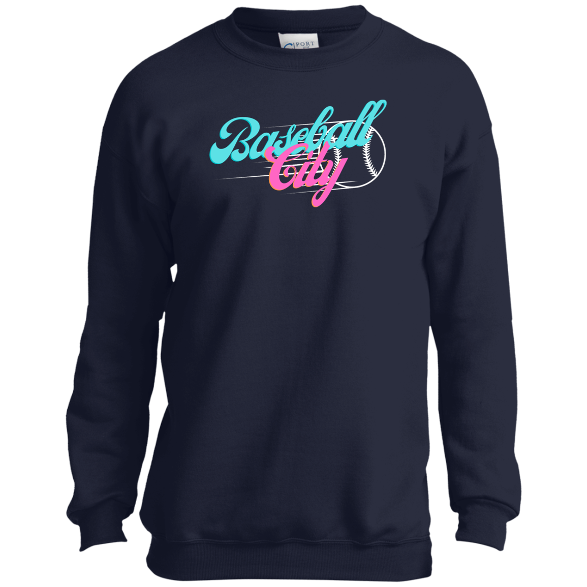 Baseball City Bright & White Youth Crewneck Sweatshirt