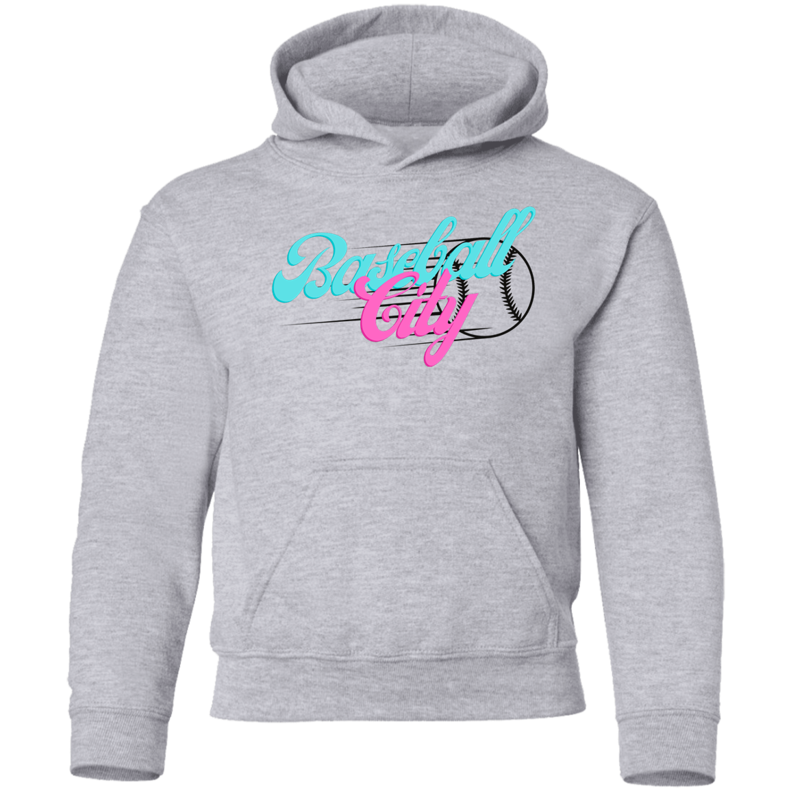 Baseball City Bright & Black Youth Pullover Hoodie