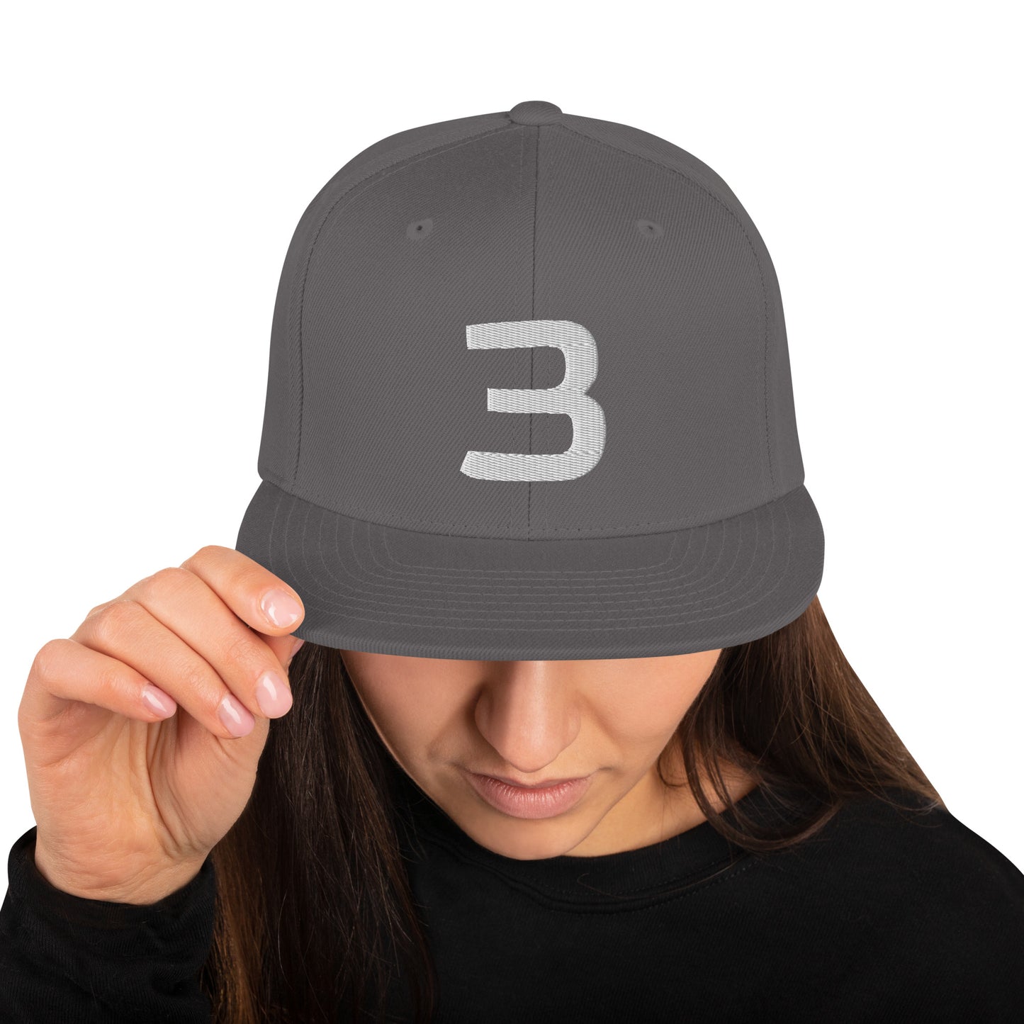 Personalized Number Snapback Flat Bill Hat White Number