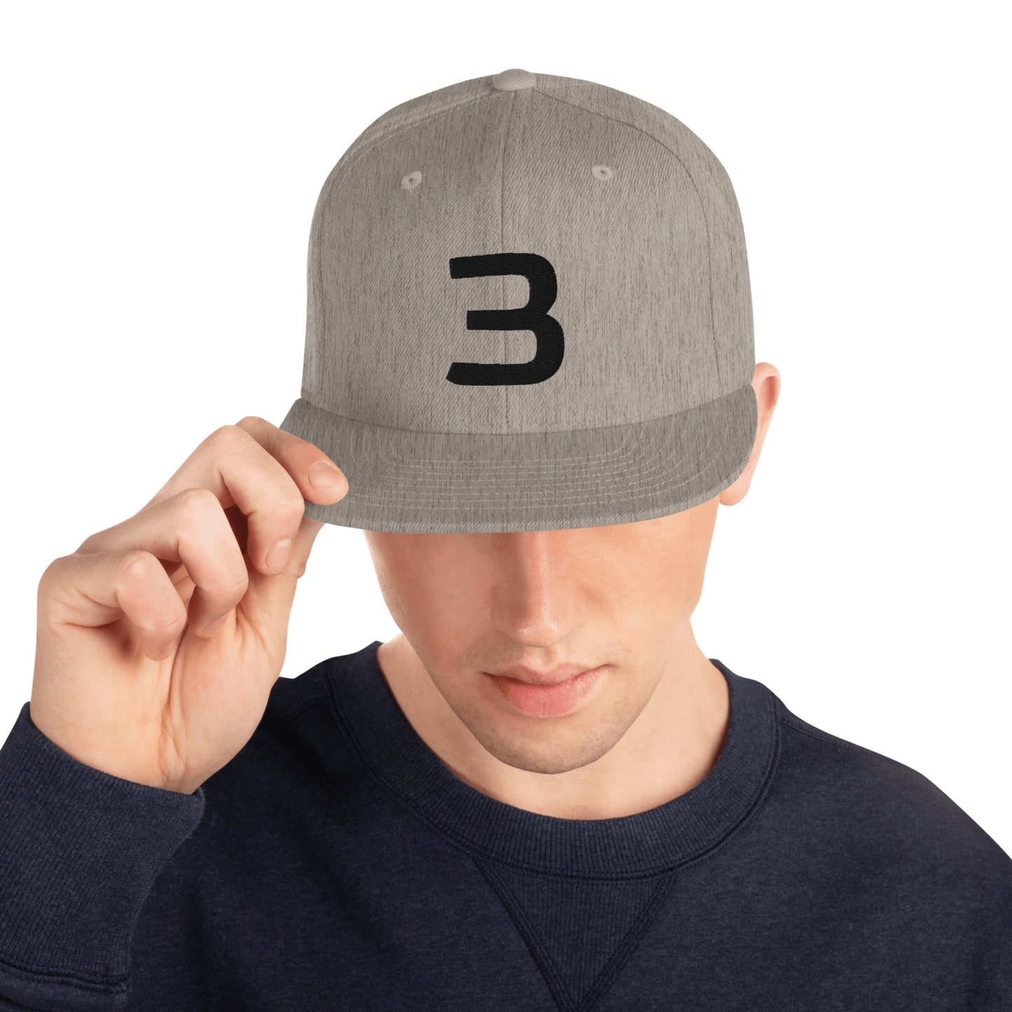 Personalized Number Snapback Flat Bill Hat Black Number