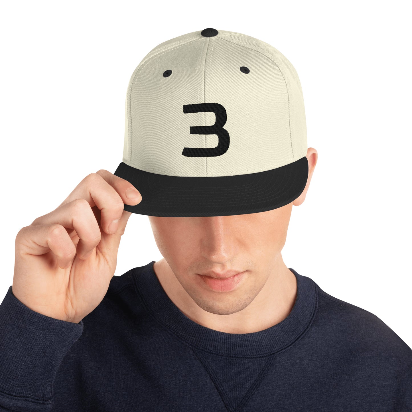 Personalized Number Snapback Flat Bill Hat Black Number