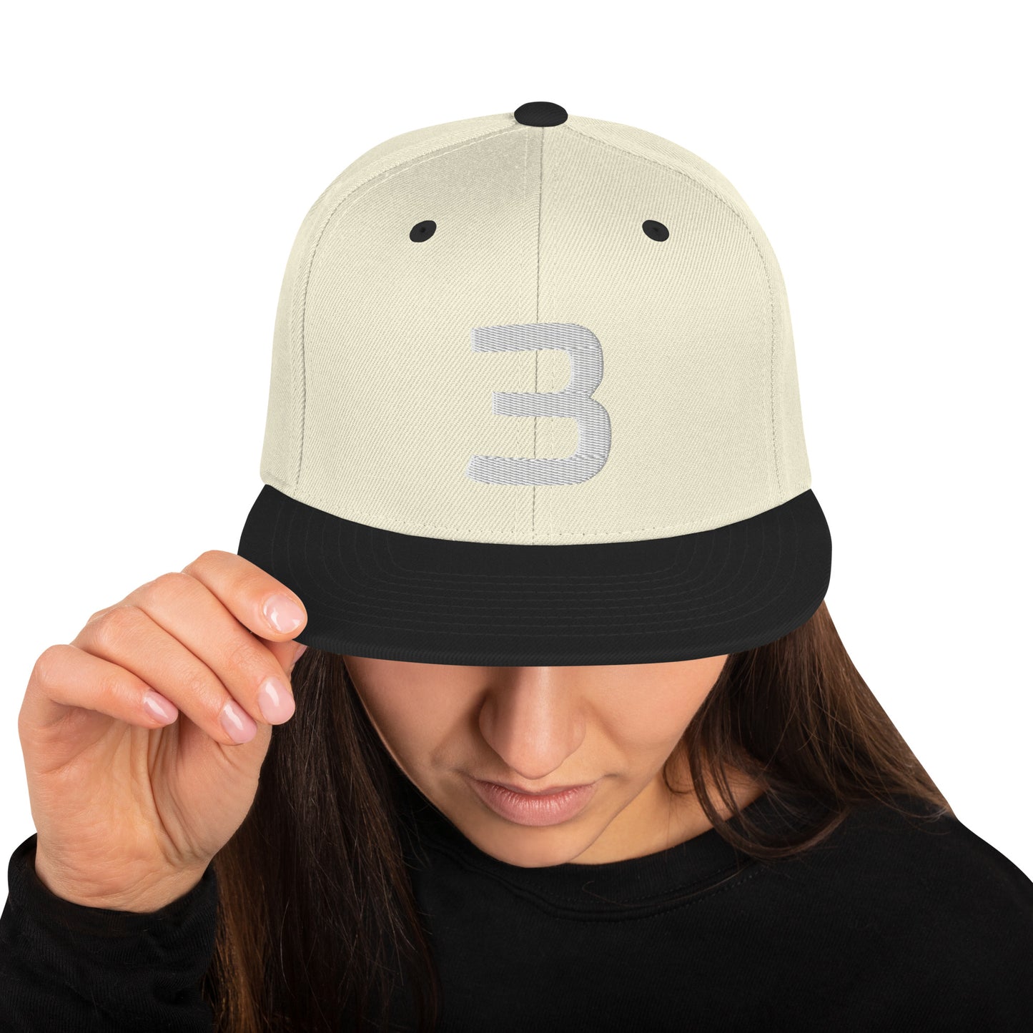 Personalized Number Snapback Flat Bill Hat White Number