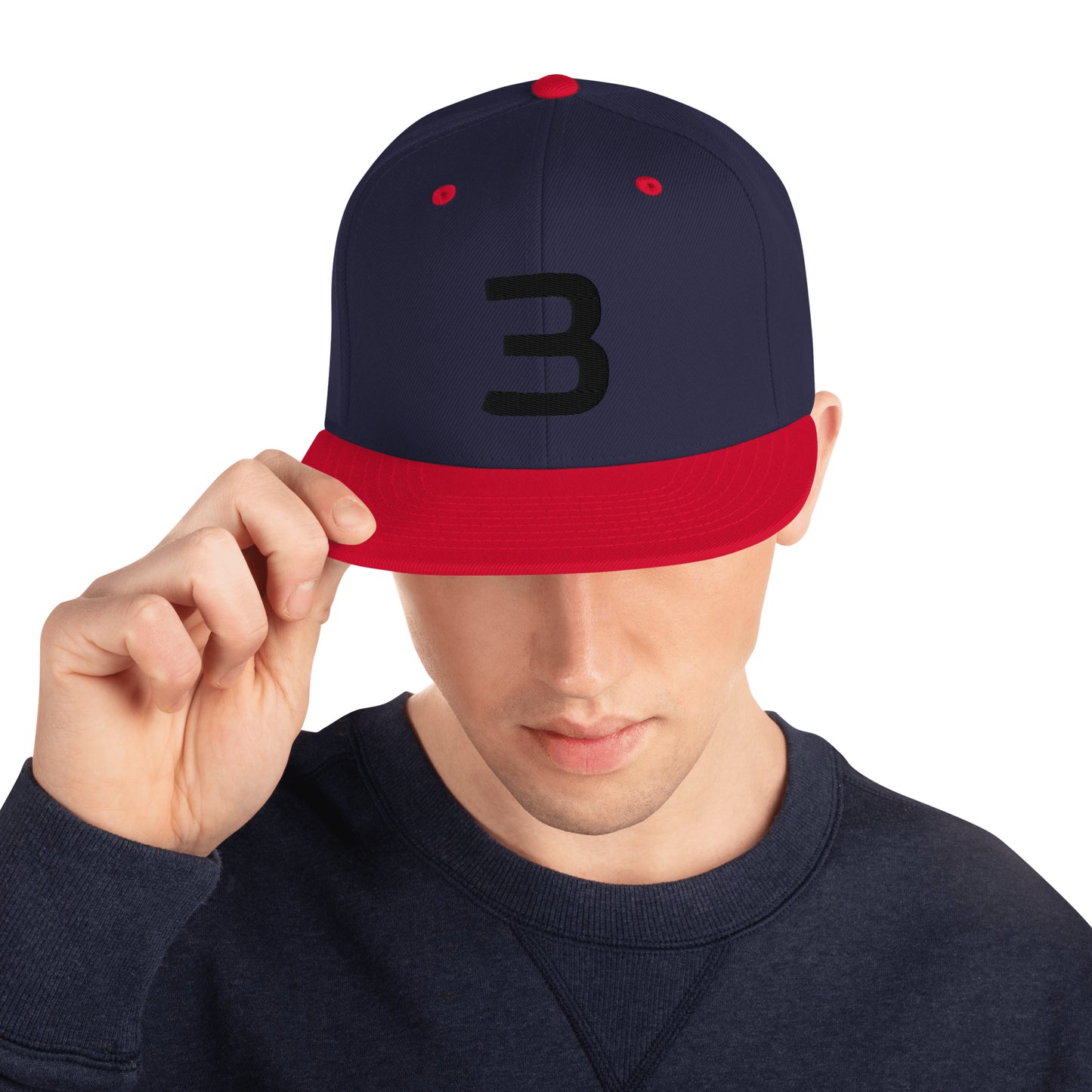 Personalized Number Snapback Flat Bill Hat Black Number