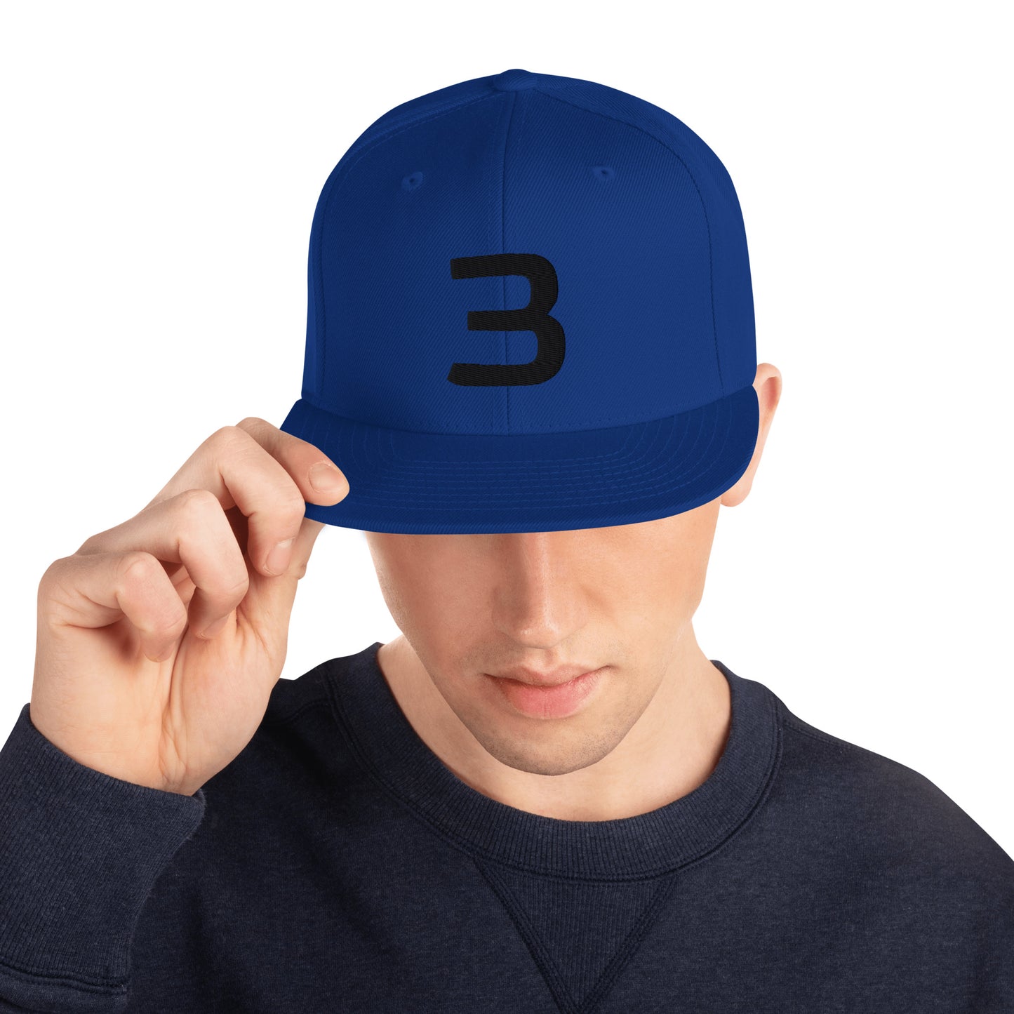 Personalized Number Snapback Flat Bill Hat Black Number