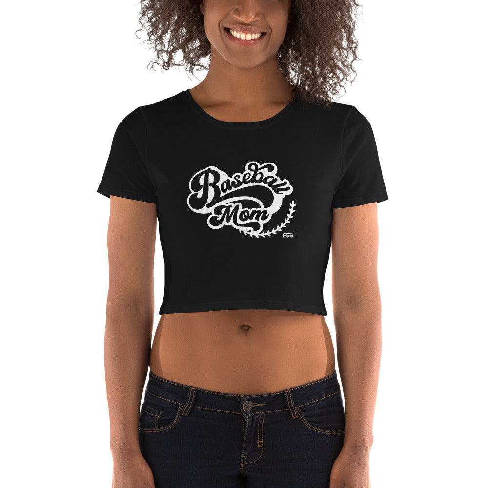 Baseball Mom White Women’s Crop Tee